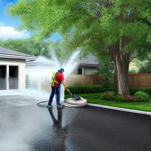 Pressure washing a house