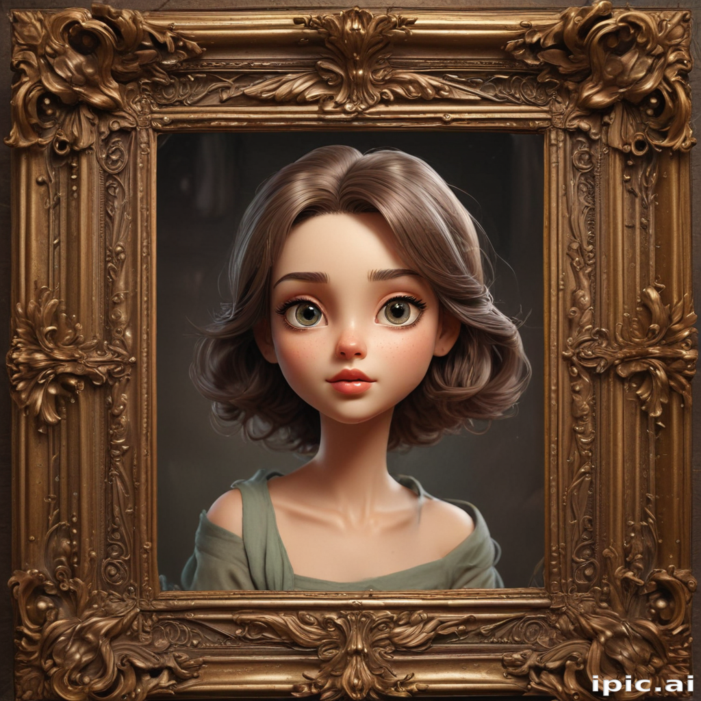 Charming Portrait of a Young Girl in an Ornate Frame
