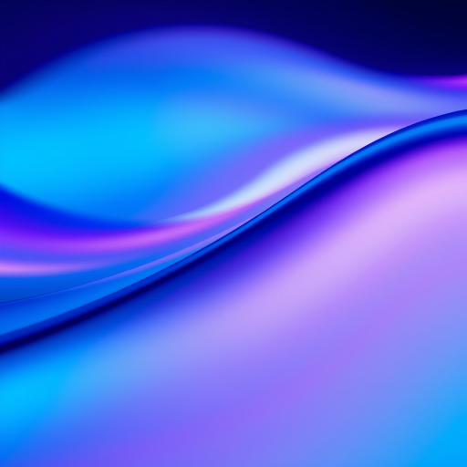 Create a smooth, wavy abstract background with vibrant shades of blue and purple, incorporating a soft bokeh effect, captured with a DSLR camera at f/2.8 aperture, ISO 100, 50mm lens, in landscape orientation, using a low-angle perspective and high dynamic range processing for enhanced image quality.