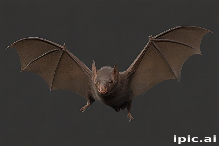 Close-Up of a Flying Bat in Mid-Flight with Outstretched Wings