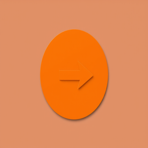 Generate a clean, high-resolution image of a right arrow icon centered on a circular orange background, use a 50mm lens at f/2.8, ISO 100, shot from a straight-on view using a DSLR camera.