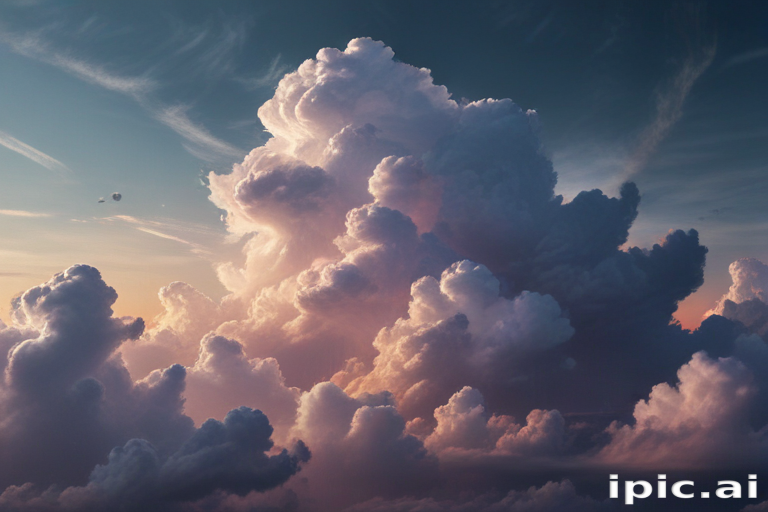 Majestic Clouds Illuminated by the Warm Glow of Sunset Sky