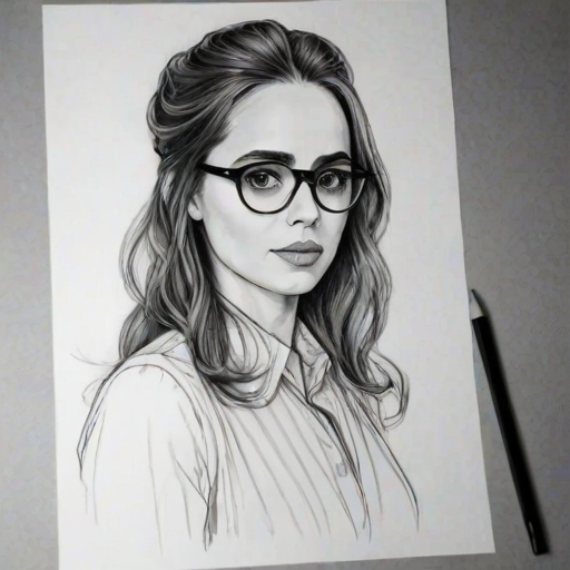 Attractive Eliza Dushku, pencil sketch, portrait of Wonderful woman 1921s in glasses, hair style beatnik, outline, clear lines, fine lines, 8k