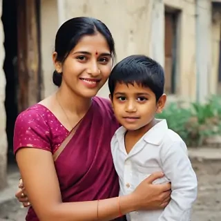 indian son with mom
