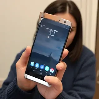 holding phone