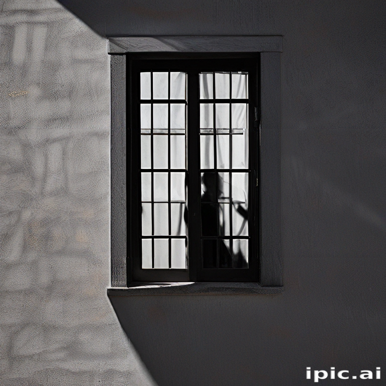 Window Shadow Glass Rèlect Shadowy Reflection in a Window Illuminated by Soft Natural Light
