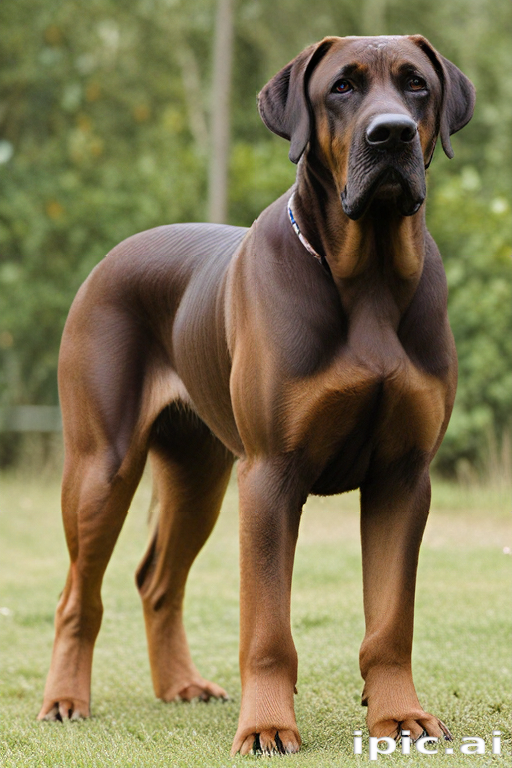 A Majestic Great Dane Standing Proudly in a Lush Green Park.