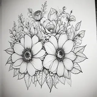 line work flowers