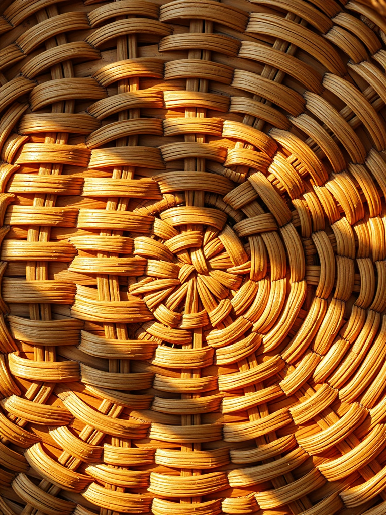 high-resolution image of a woven basket pattern with a warm golden hue, shallow depth of field, aperture f/4, ISO 100, shot from an overhead view using a DSLR camera with natural lighting