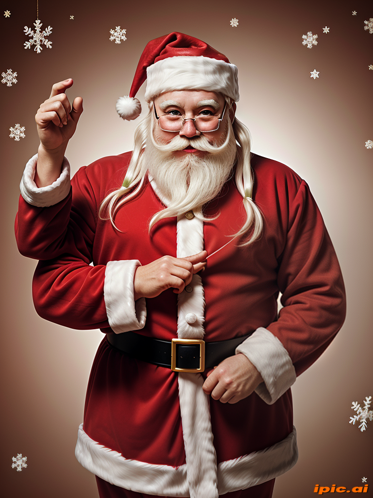Jolly Santa Claus Spreading Holiday Cheer with a Warm Smile and Gesture