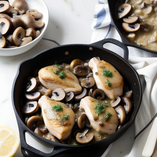 skillet chicken with mushrooms and caramelized onions