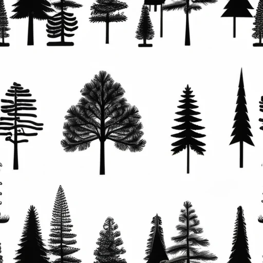 pine tree black and white clipart