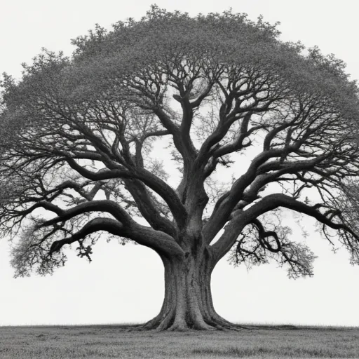 oak tree clipart black and white