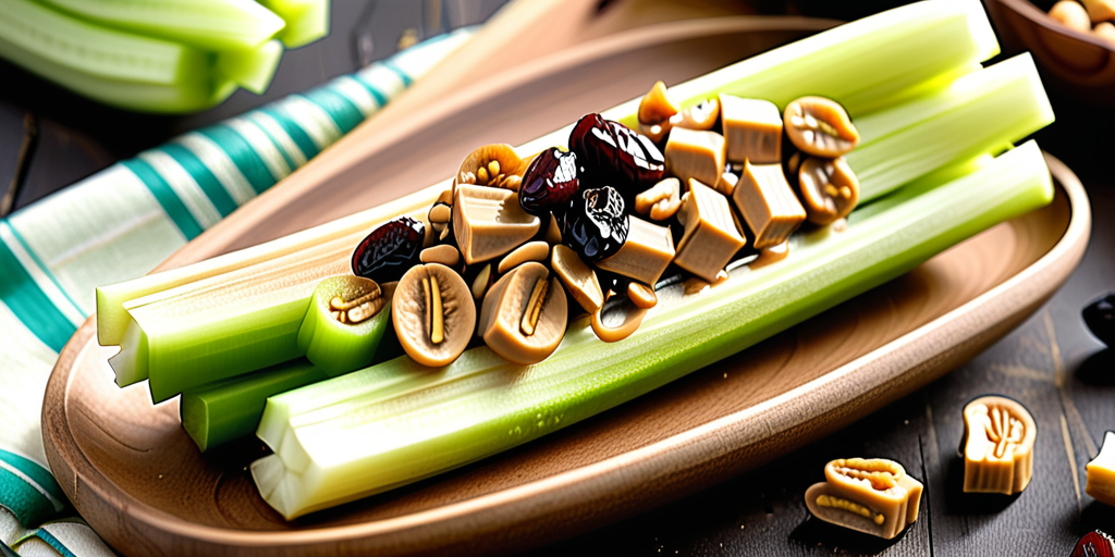 celery with peanut butter and raisins