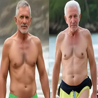 shirtless old men