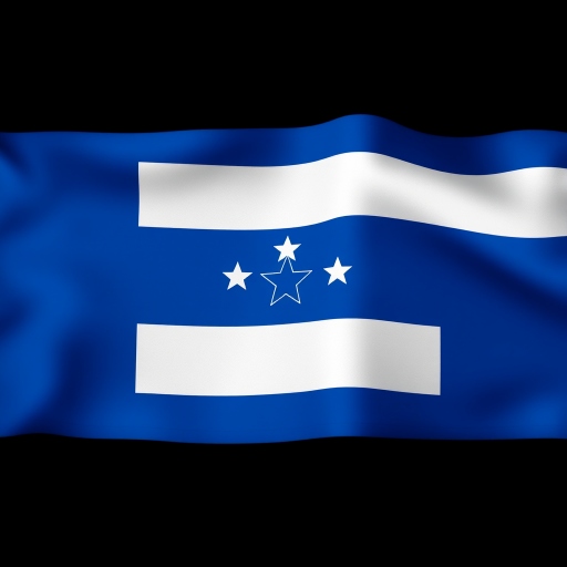 Create a high-resolution image of the flag of Honduras, featuring a blue and white design with five stars, captured in a landscape orientation using a DSLR camera at f/8 aperture, ISO 100, and a focal length of 35mm for enhanced clarity and detail.