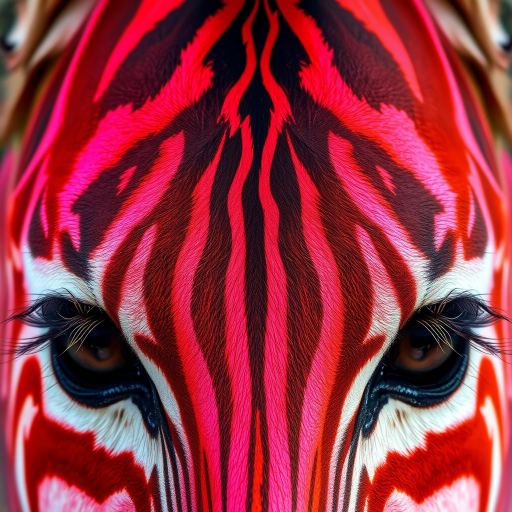 vibrant orange and pink zebra stripes pattern, high-resolution digital art, macro lens, f/2.8 aperture, ISO 100, natural light, Nikon D850