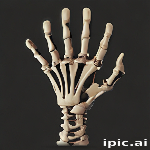 Detailed Illustration of a Human Hand Skeleton from an Anatomical ...
