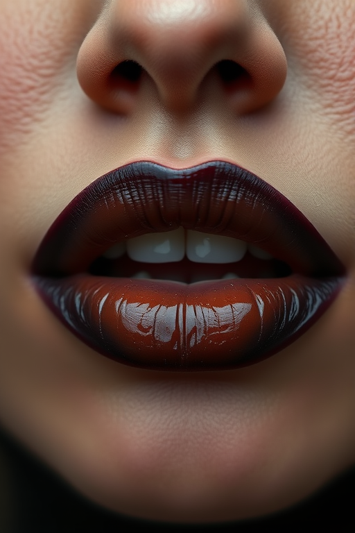 Smoldering Smokey Quartz lip color combines deep brown and gray undertones for a mysterious and alluring pout, ideal for edgy and rock-inspired ensembles