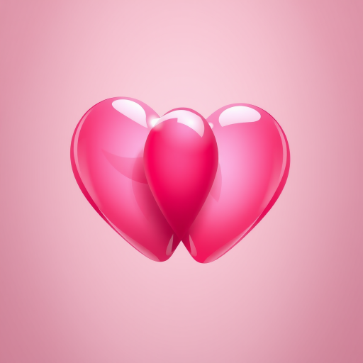 Create a high-resolution digital illustration of two intertwined hearts in shades of pink, utilizing a soft focus lens to enhance depth, low aperture setting for a shallow depth of field, and a 50mm prime lens on a DSLR camera, with even lighting to accentuate the colors.