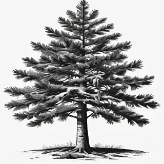 pine tree clipart black and white