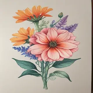 drawings of flowers with color