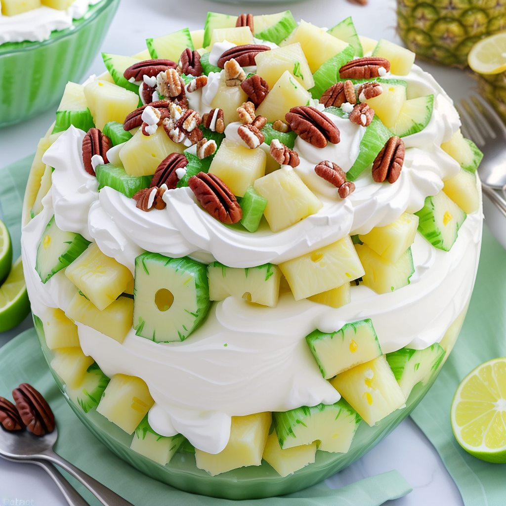 lime jello salad with cream cheese pineapple and pecans
