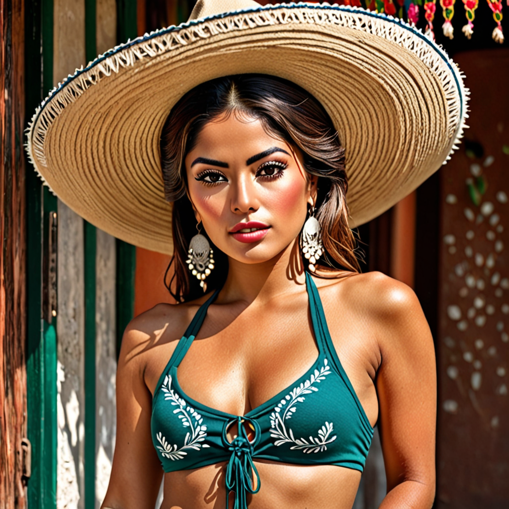 photo realistic view of a hot mexican woman