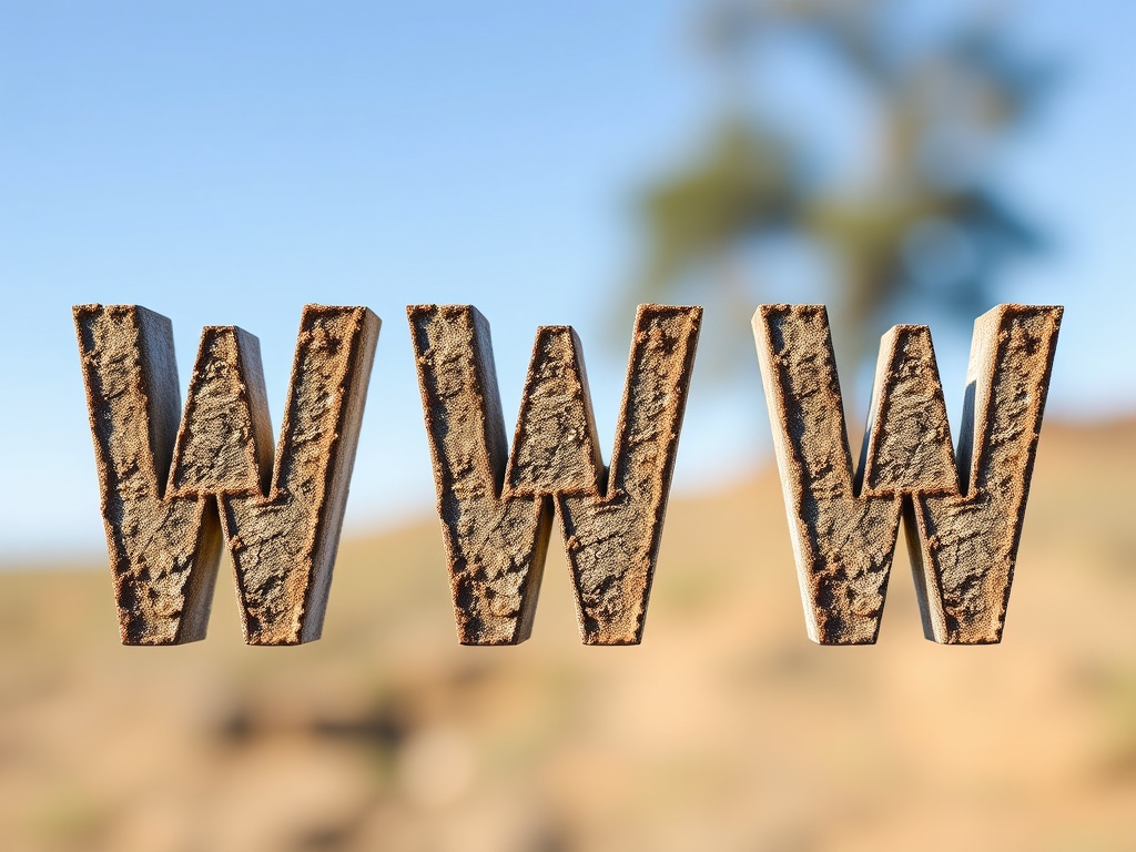 Create a high-resolution image of the letters "WWW" in a stylized, textured font, using a DSLR camera with a 50mm lens at f/1.8, ISO 100, and a shallow depth of field, shot in natural light for enhanced clarity and detail.
