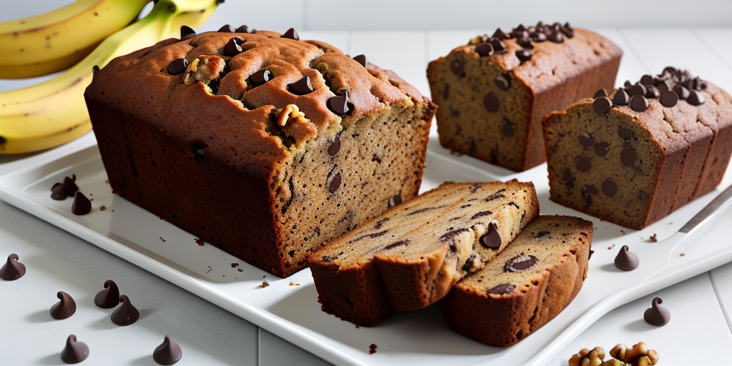 banana bread with chocolate chips and walnuts