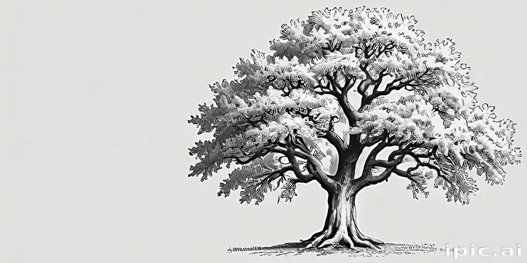 oak tree clipart black and white