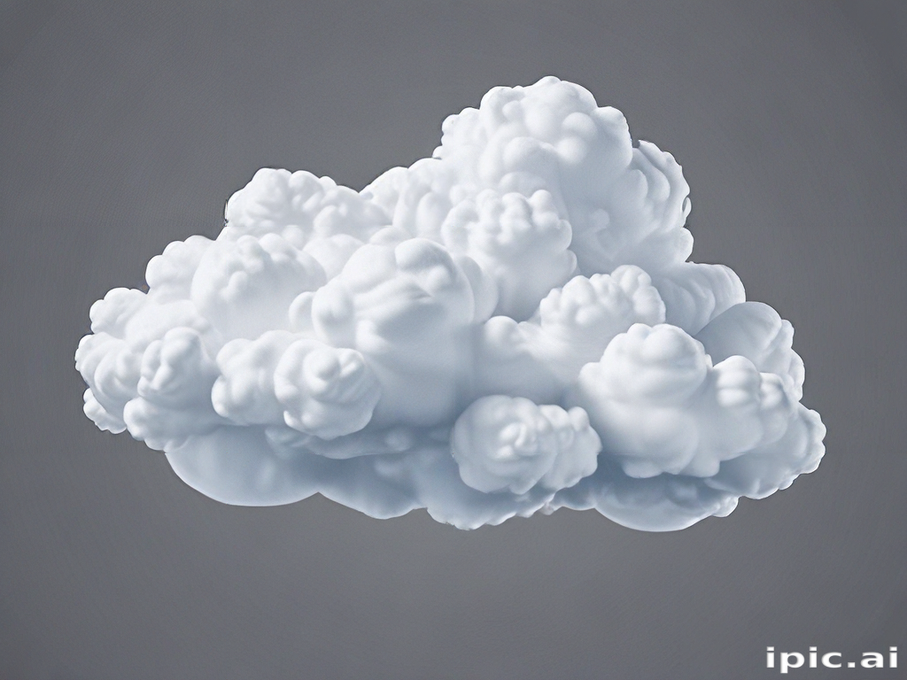 A Fluffy White Cloud Floating Gracefully Against a Soft Gray Background.