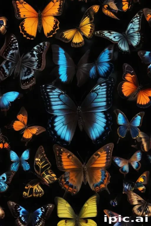 butterflies in black background