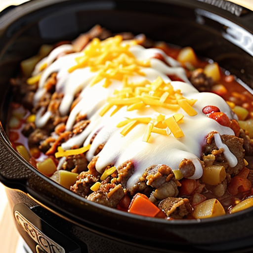 crock pot beefy potato taco casserole
