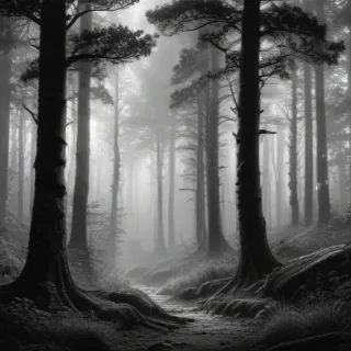 forest clipart black and white