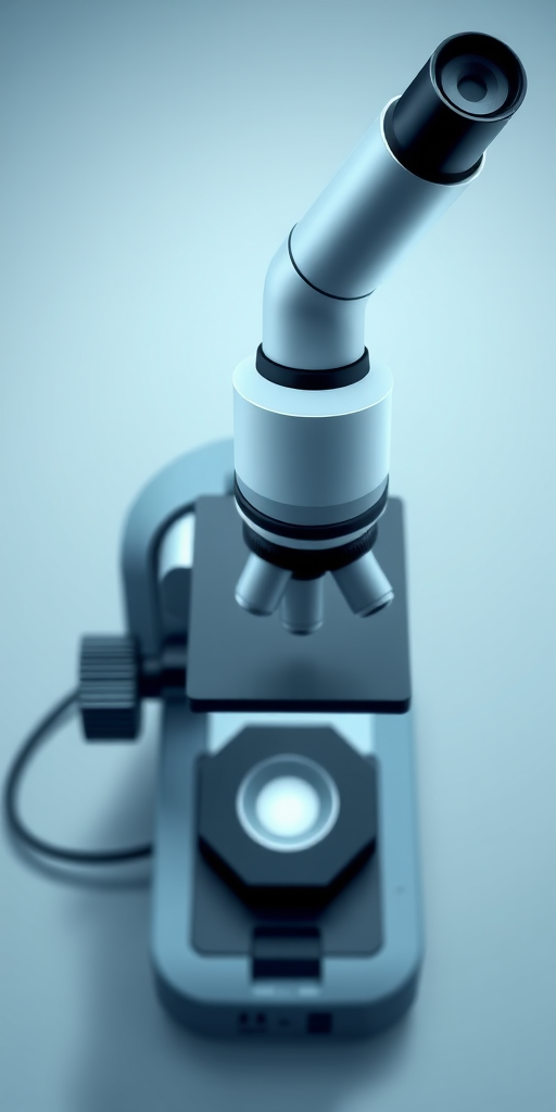 high-quality vector illustration of a microscope from a top-down view, 16:9 aspect ratio, sharp focus, soft lighting, designed for digital display, using Adobe Illustrator settings for crisp lines and smooth gradients, camera type: digital drawing tablet