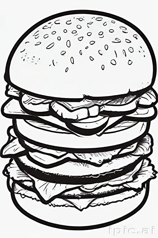 hamburger clipart black and white