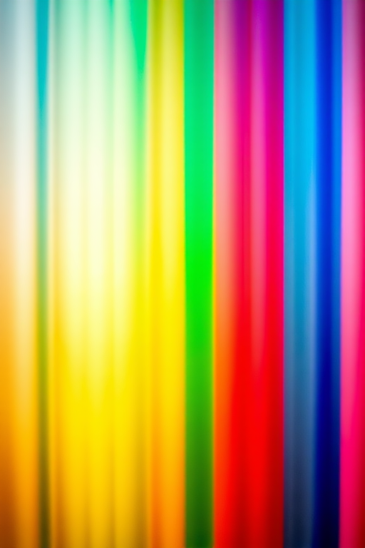 Generate an abstract image with vertical color stripes in vibrant shades of blue, green, yellow, and red, using a DSLR camera with a focal length of 50mm, aperture set to f/8, ISO 100, shot from a frontal view with a shallow depth of field, ensuring high contrast and clarity.