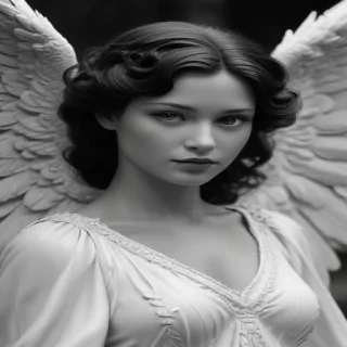 black and white angel