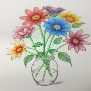 drawings of flowers with color
