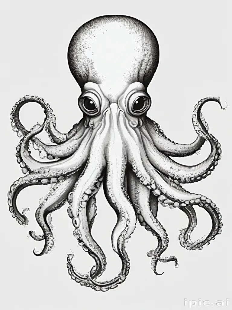 octopus clipart black and white