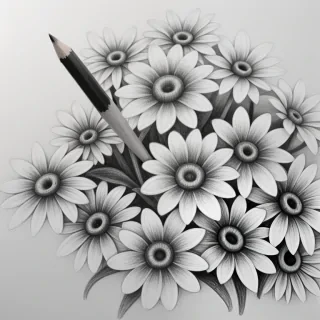 pencil drawings of flowers