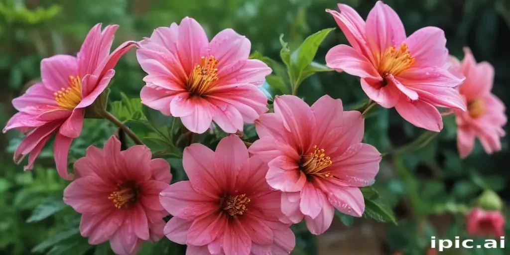 A Vibrant Display of Beautiful Pink Flowers in Full Bloom.
