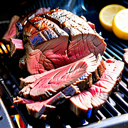 beef sirloin tip roast on grill