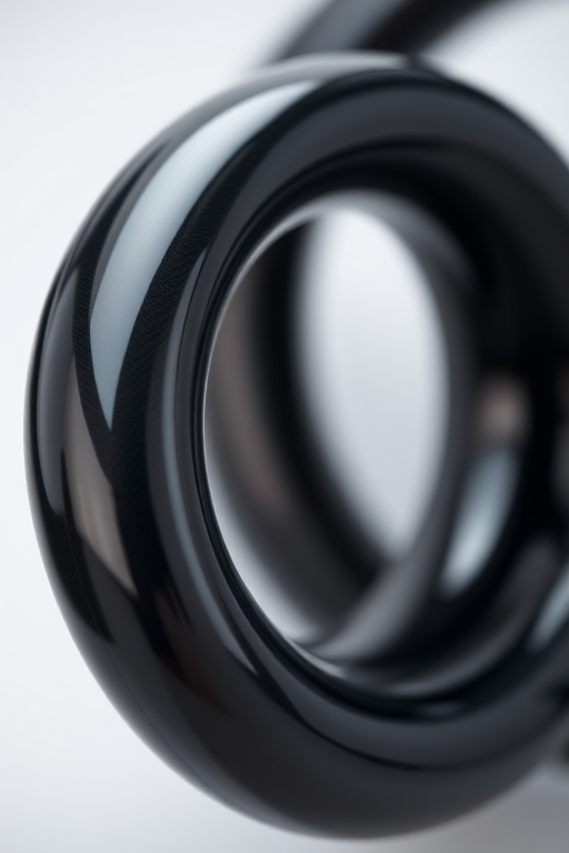 Create a high-resolution image of an abstract curved pipe object with a glossy finish, using a DSLR camera, settings at f/4.0 aperture, ISO 100, and shutter speed 1/200s, with a close-up view and a soft-focus background to enhance depth.