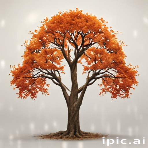 A Majestic Autumn Tree with Vibrant Orange Leaves Against a Soft ...