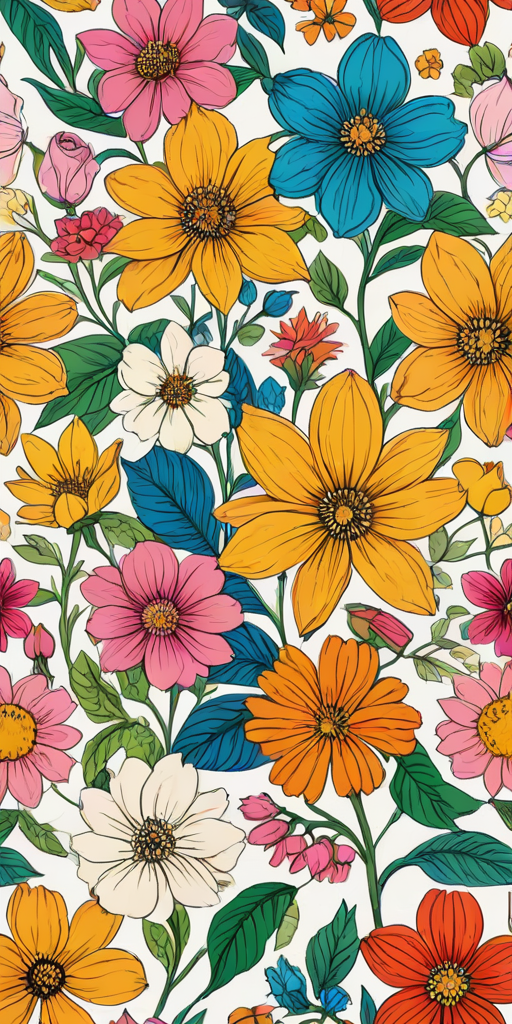 flower drawings with color