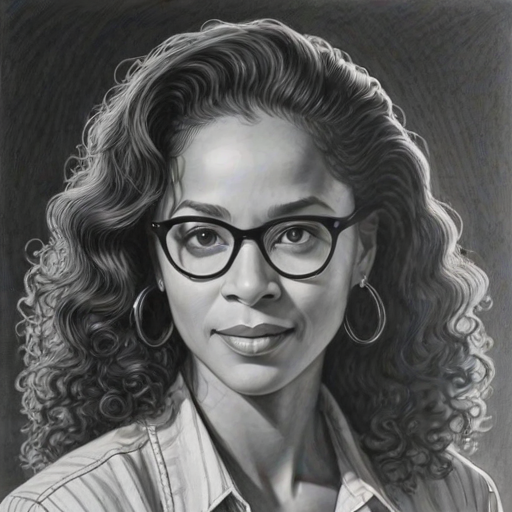 Radiant Rae Dawn Chong, pencil sketch, portrait of Bewitching woman 1950s in glasses, hair style beatnik, outline, clear lines, fine lines, 8k