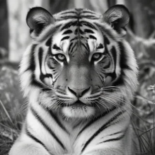 tiger clipart black and white