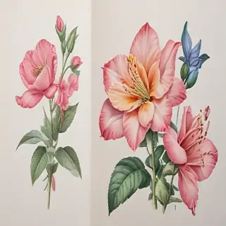 drawings of flowers with color
